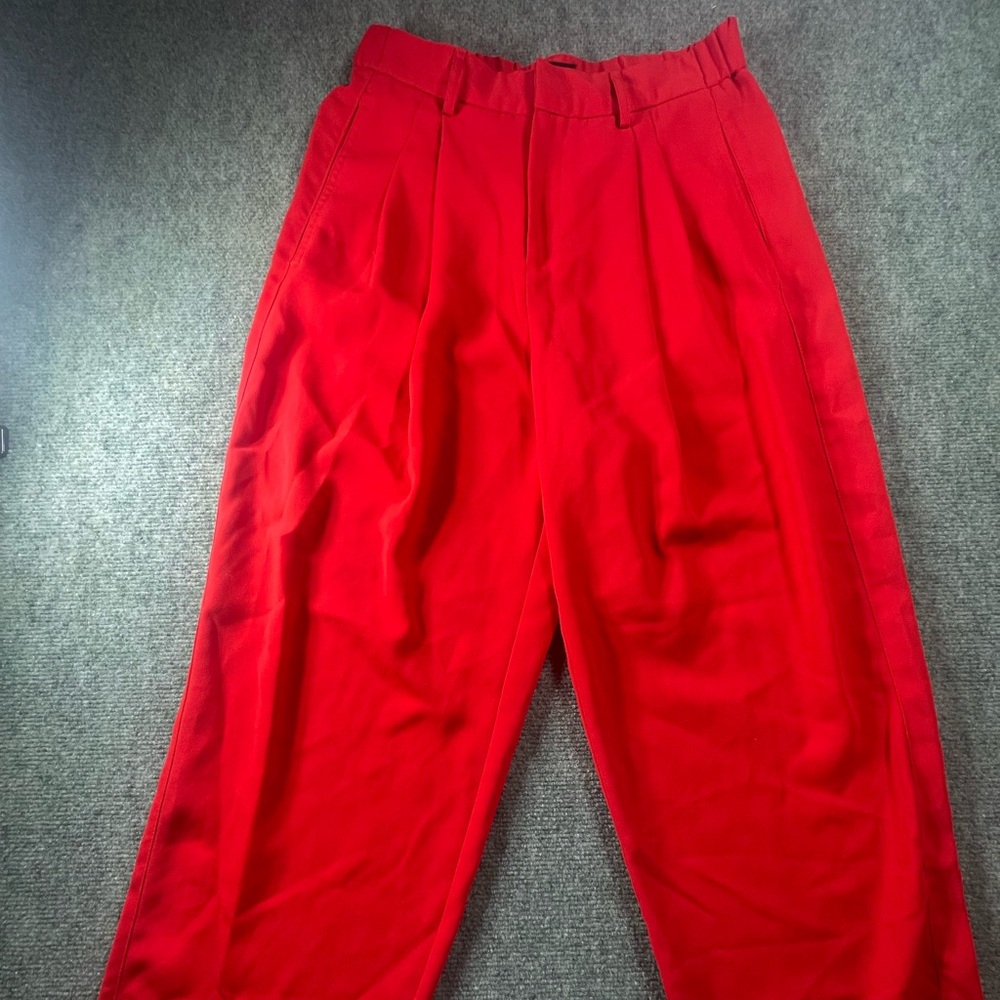 Urban Outfitters Red High-Waist Pleated Chinos